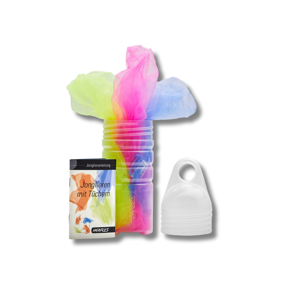 Jongliertücher-Set 65cm x 65xm Neon pink, gelb, blau Henrys