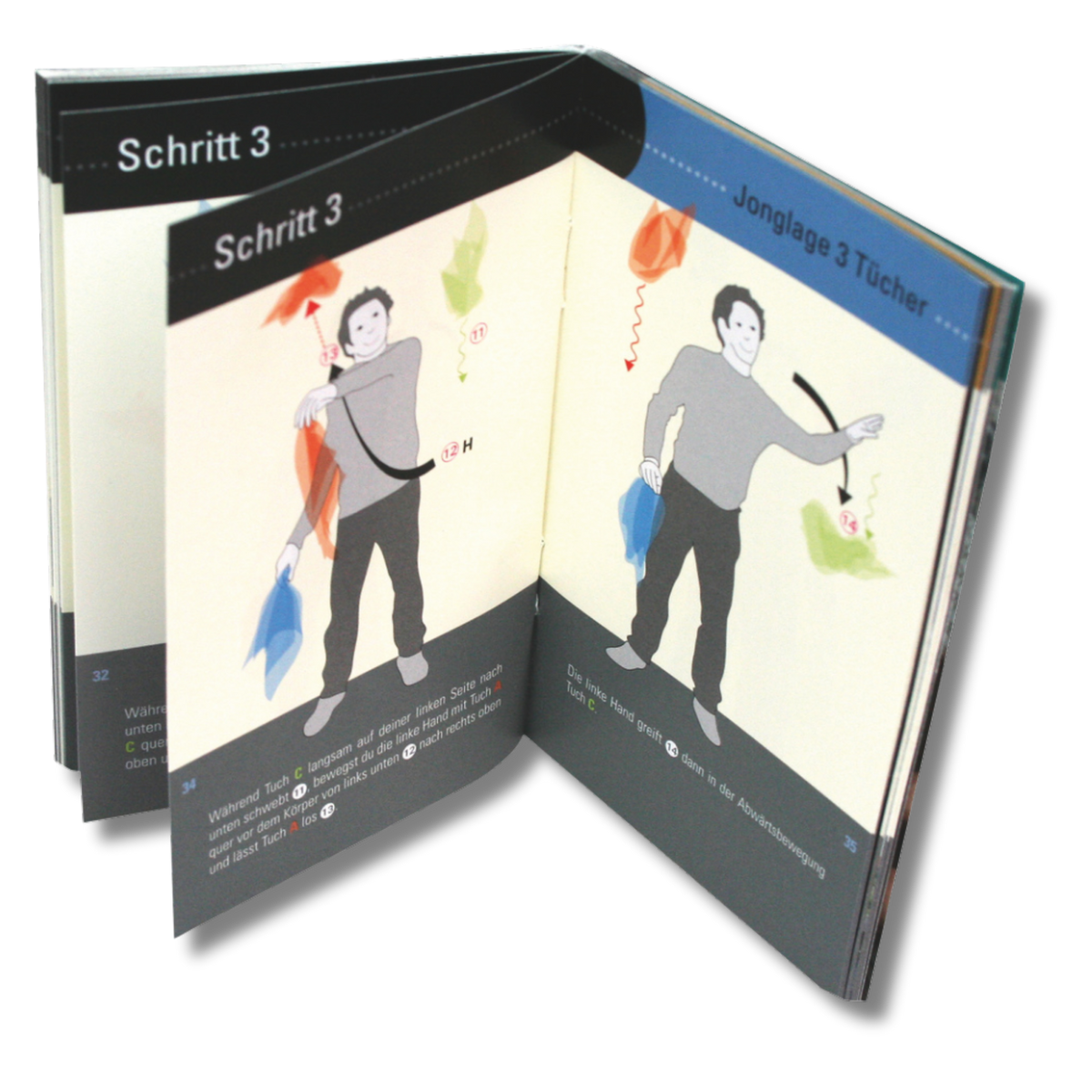 Jongliertücher-Set 65cm x 65xm Neon pink, gelb, blau Henrys